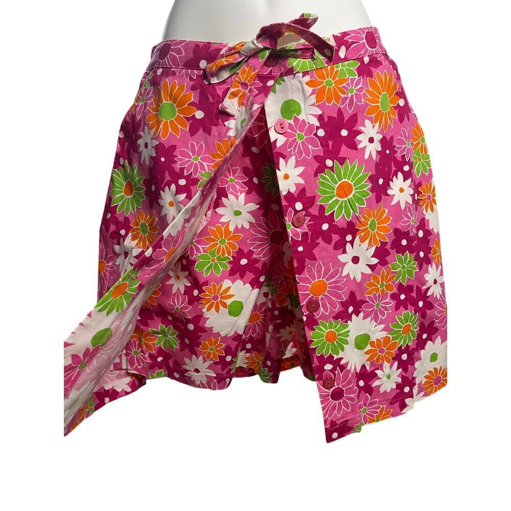 Vintage Sag Harbor Sport Pink Floral Golf Tennis Button Down Front Skort Size 8P - Picture 3 of 8